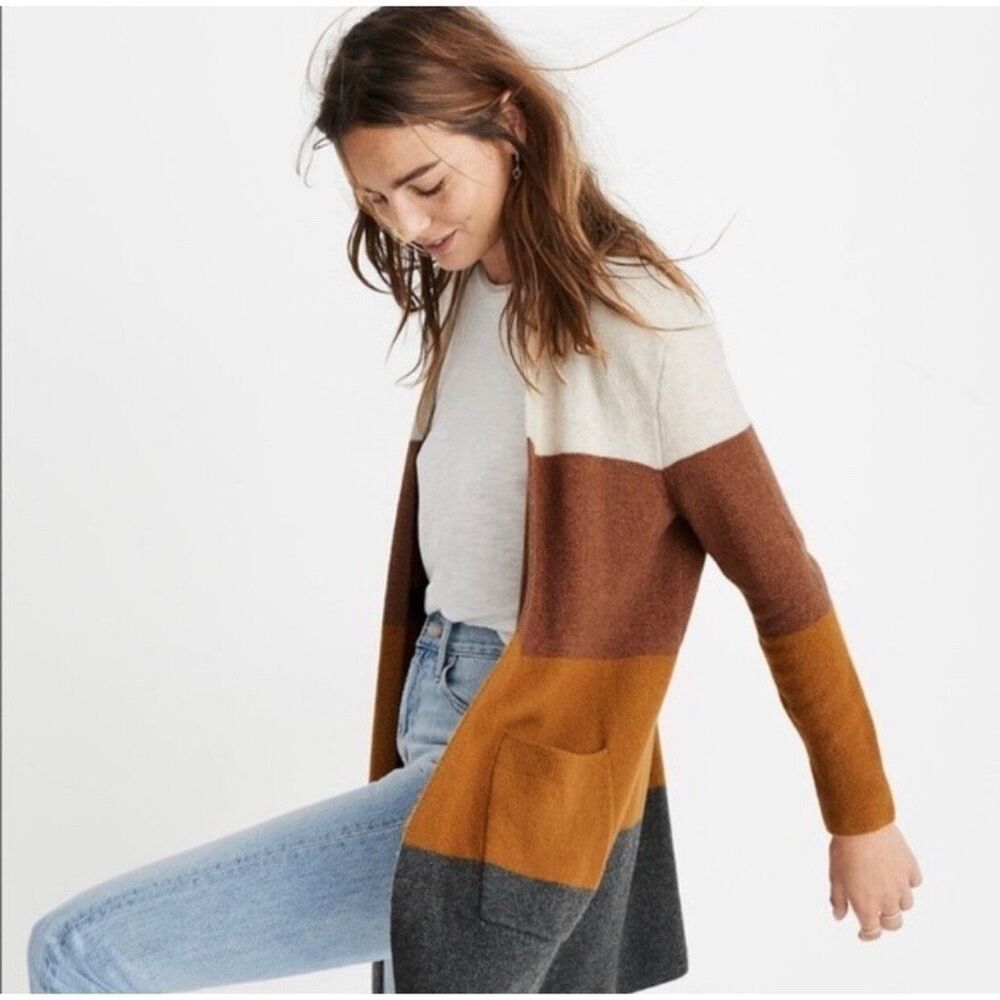 Madewell Oversized Kent Striped Cardigan Sweater in Coziest Yarn | XXS